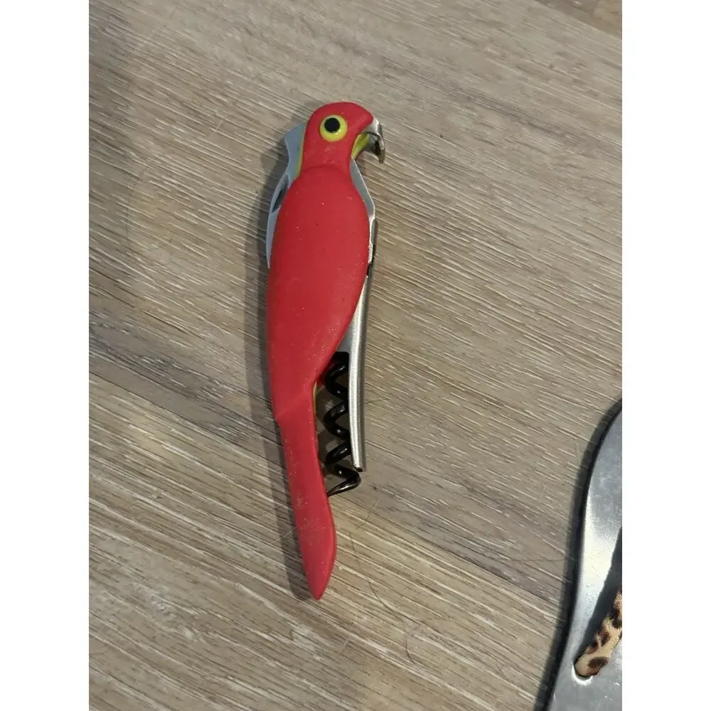 TRUE ZOO Corkatoo Parrot Waiters Corkscrew Wine Key Opener - Red